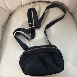 Black Crossbody Nylon Zip Bag - Unbranded